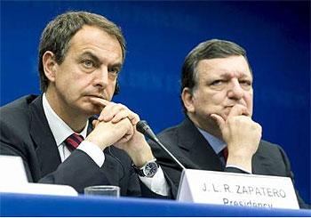 Zapatero y Barroso durante el encuentro