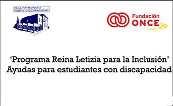 Cartel promocional:Programa Reina Letizia para la inclusión. Ayudas para estudiantes con discapacidad